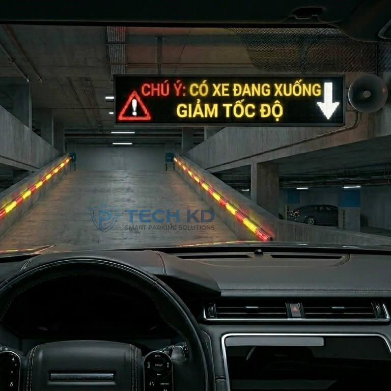 he thong canh bao xe len xuong tang ham techkd